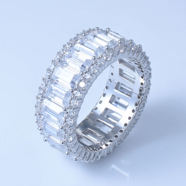 anelli di fidanzamento arcobaleno colorato rodio su argento sterling 925 con zirconi cubici 