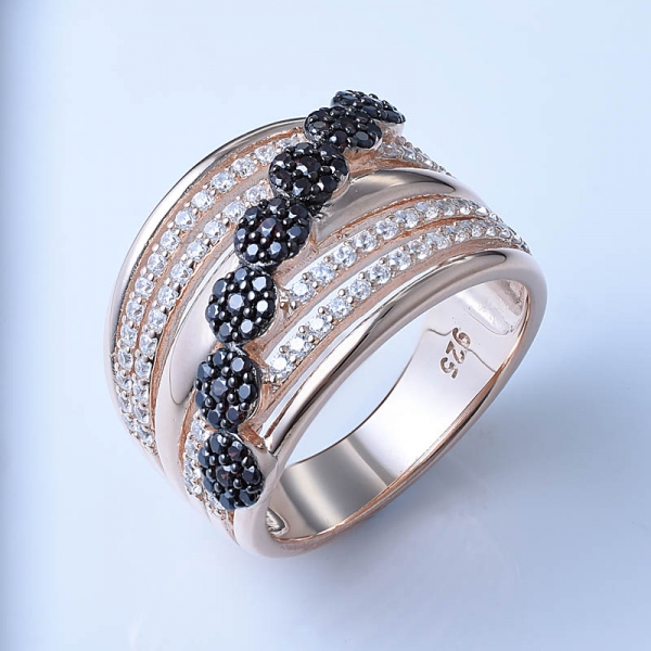 caffè cz in oro rosa su gioielli con anello intrecciato in argento sterling 