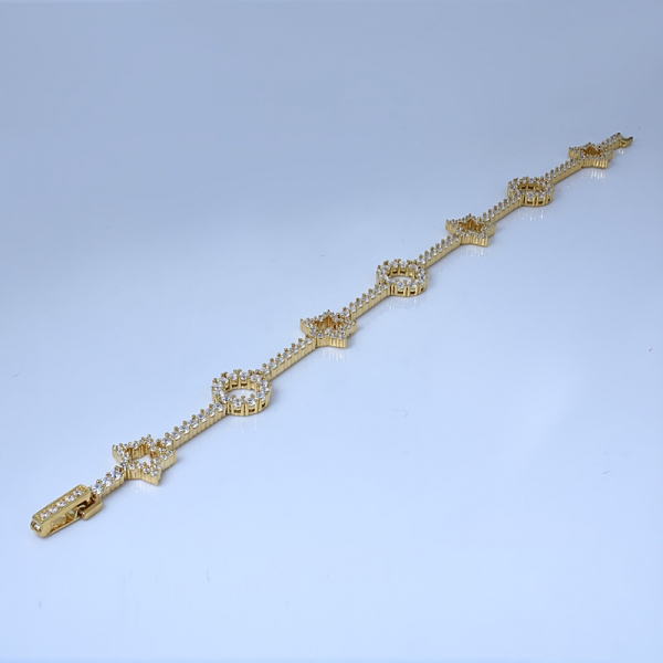 zirconi bianchi in oro 18 carati con stella in argento sterling e bracciale tondo 