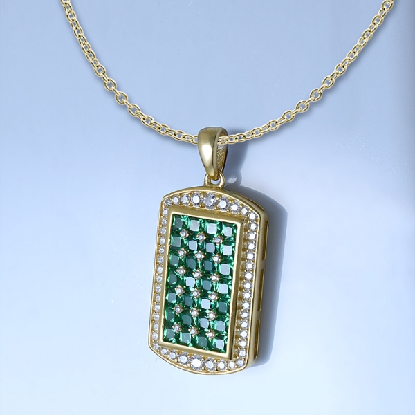 Collana con zirconi cubici e smeraldi simulati in oro 18 carati con smeraldi in argento sterling 
