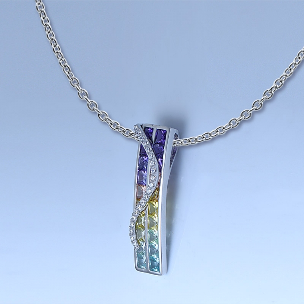 Collane uniche con arcobaleno in argento sterling 925 multicolore 