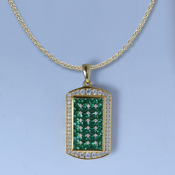 Collana con zirconi cubici e smeraldi simulati in oro 18 carati con smeraldi in argento sterling 