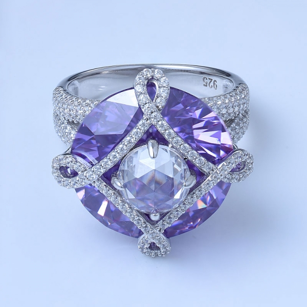 anelli di diamanti CZ lavorati a mano in argento sterling 925 con kunzite 