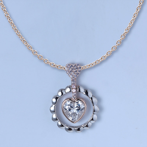Ciondolo a forma di cuore con zirconi bianchi e rodio su argento sterling con catena 