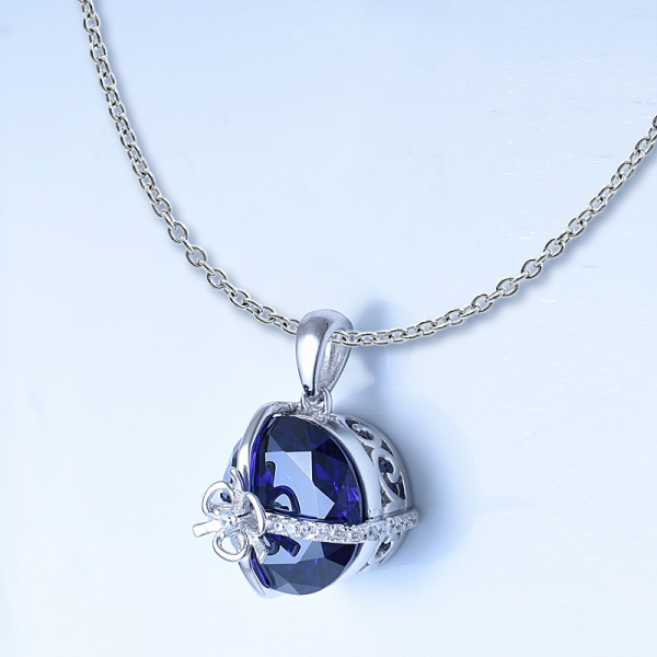 5 carati simulano tanzanite blu rodio su pendente in argento sterling con set di gioielli 