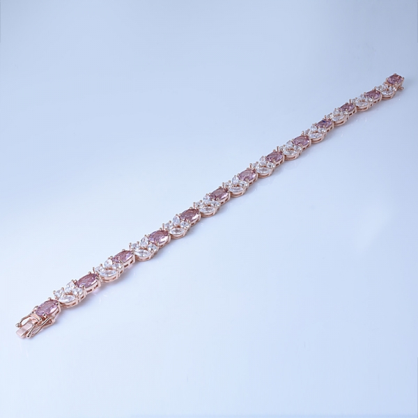 simulare morganite rosa e marquise bianco cz in oro rosa su bracciali per gioielli in argento dalla Cina 