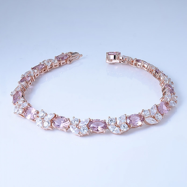 simulare morganite rosa e marquise bianco cz in oro rosa su bracciali per gioielli in argento dalla Cina 