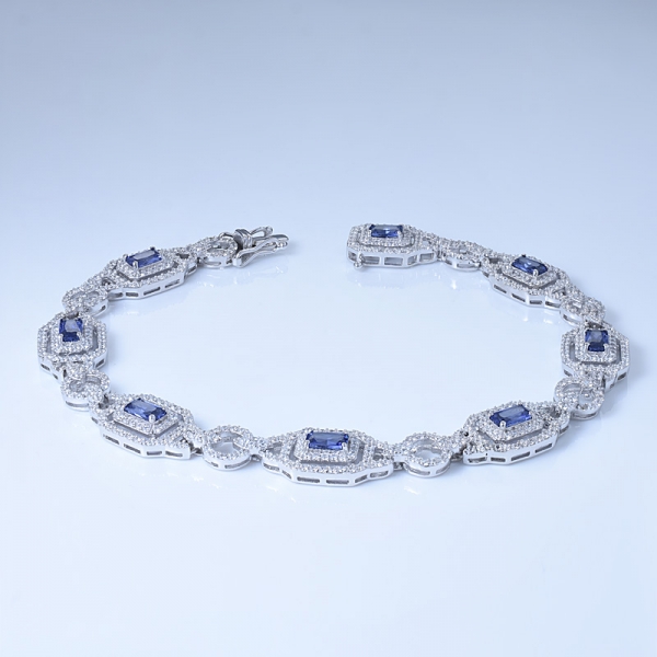 creato bracciale da donna in argento sterling 925 tanzanite blu principessa creato esclusivamente a mano 