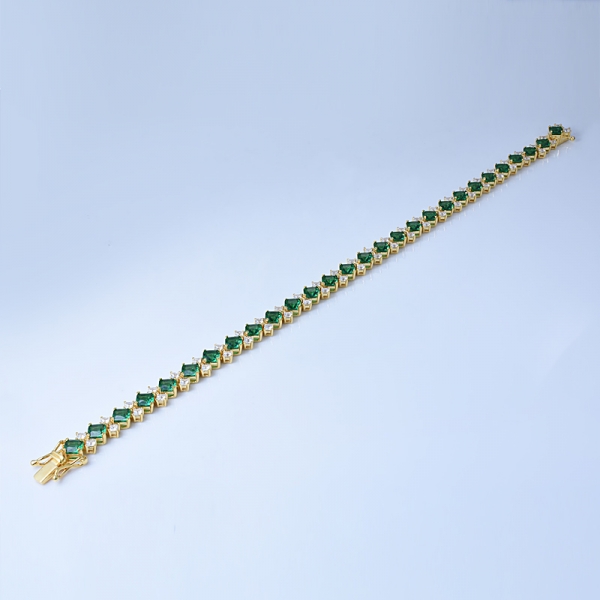 Argento sterling 925 placcato in oro 18 carati braccialetti all'ingrosso smeraldo verde principessa creat 