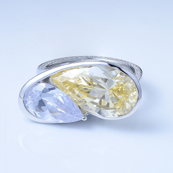 all'ingrosso simulare rodio diamante giallo chiaro su anello in argento stile turchia 