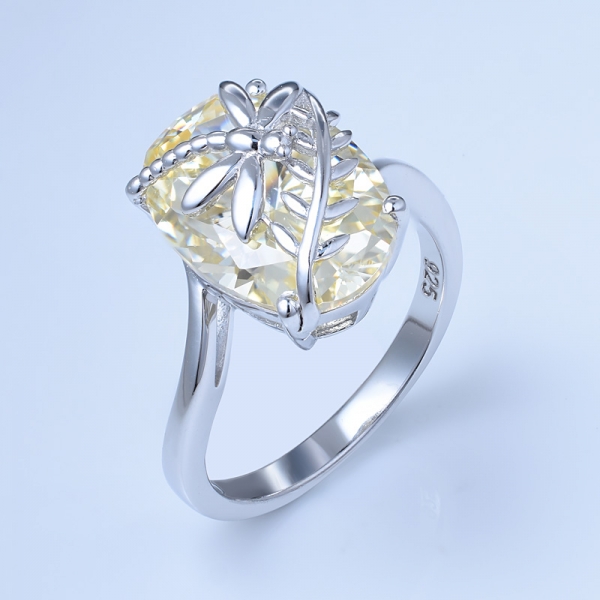 anello da donna ovale con diamante simulato giallo chiaro zirconia cubica simulato 