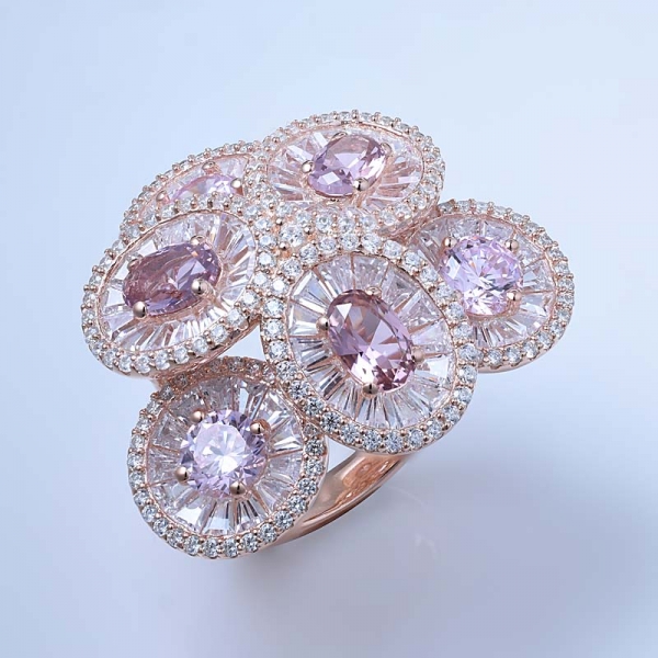 realizzato in oro rosa 18 carati morganite ovale su anello per pizza in argento sterling 
