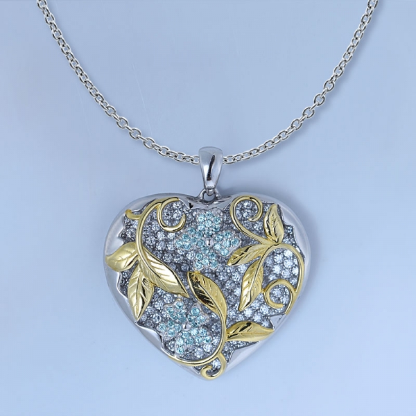 Collana con pendente in argento e zirconia con cuore di tormalina paraiba 