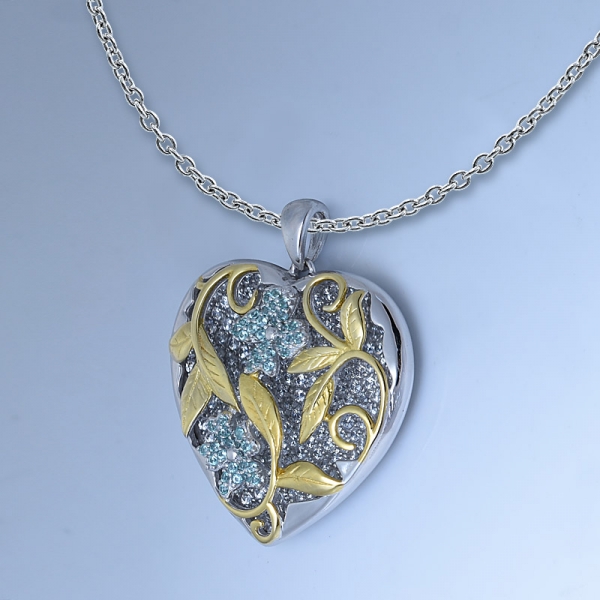 Collana con pendente in argento e zirconia con cuore di tormalina paraiba 