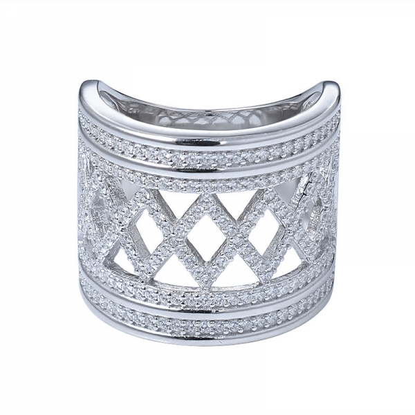 anello a cupola con accento di diamante - anello con ciondolo a fascia da donna con zirconi cubici pieni di smalto fine lucido 