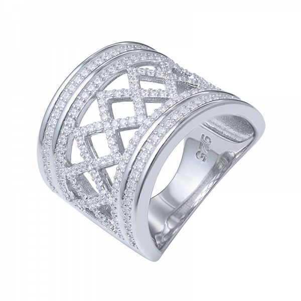 anello a cupola con accento di diamante - anello con ciondolo a fascia da donna con zirconi cubici pieni di smalto fine lucido 