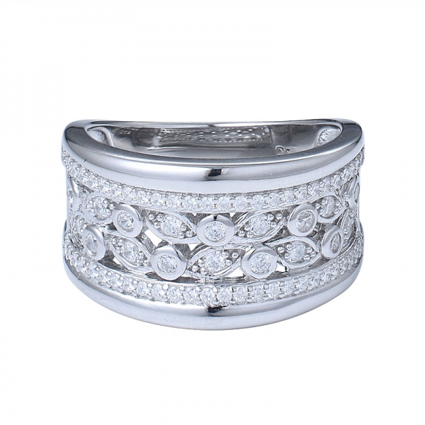 Anelli cubici di lusso in argento sterling 925 con zirconi per donne 