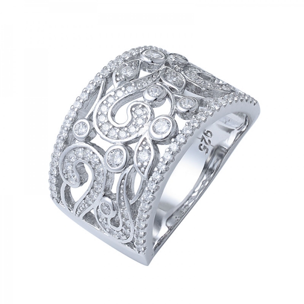 raffinati anelli di fidanzamento con cz ring ring ring personalizzati a banda larga intrecciati punk ring 