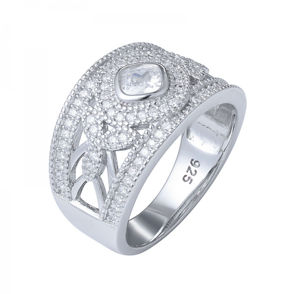 anello di fidanzamento per matrimonio con zirconi cubici in argento sterling a taglio cuscino 