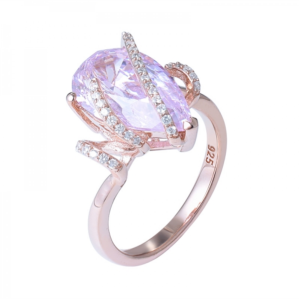 gioielli personalizzati da donna 5 carati rosa simulazione diamante intarsiato forma a goccia anello nuziale donna 