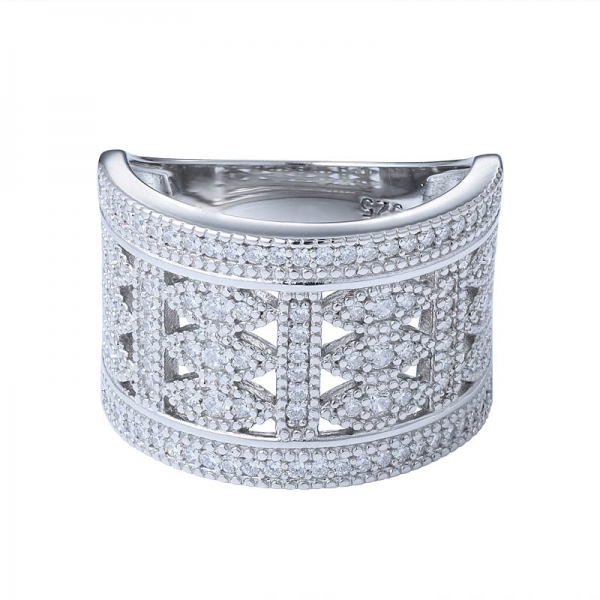 la migliore vendita in argento sterling 925 micro pavimenta cz gioielli zircone grande grande anello largo per le donne 