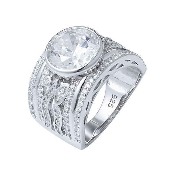 Gioielli in argento 925 cz bianco chiaro 10mm 5 carati diamante cubico di zirconia per anello di fidanzamento 