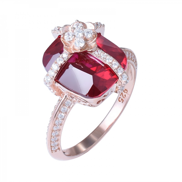 anelli di fidanzamento per zirconi cubici rubini da donna di nuova creazione color oro rosa 
