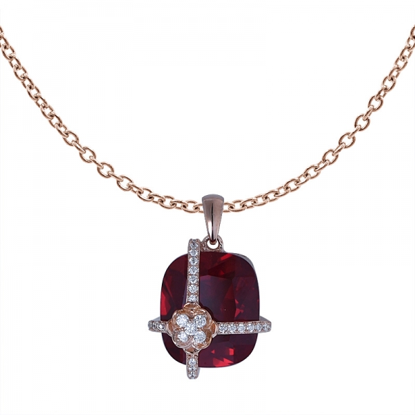 ciondolo in argento sterling 925 moq basso creato collana pendente in argento con rubini ciondolo gemma 