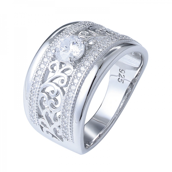 anello cluster "diamante" in argento sterling 