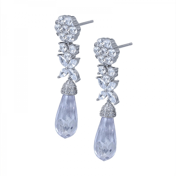 orecchini pendenti pendenti in argento 925 a goccia in cristallo bianco a goccia 