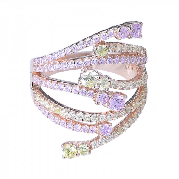 anelli di fidanzamento argento colore rosa unico anello cubic zirconia 