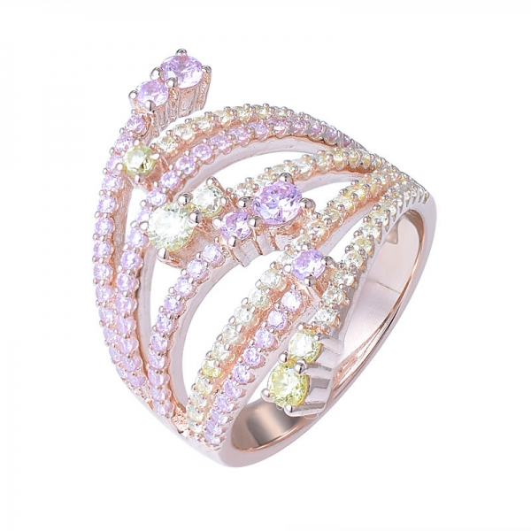 anelli di fidanzamento argento colore rosa unico anello cubic zirconia 