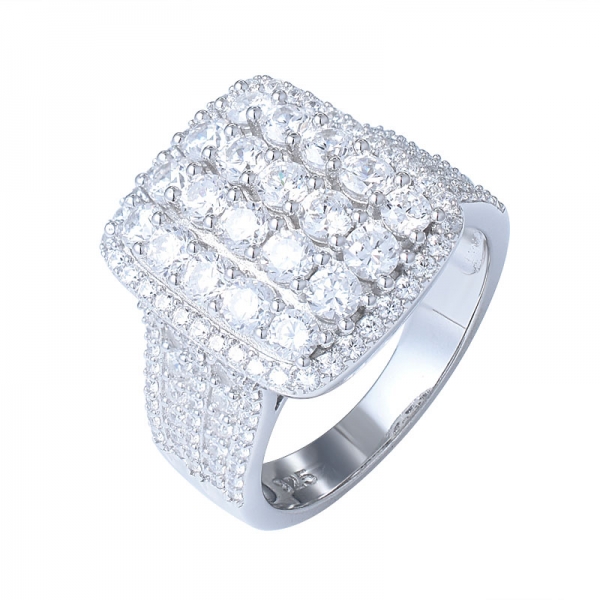 Eton gioielli anello in oro bianco 18 carati simulato lab diamante anello fascia bling 