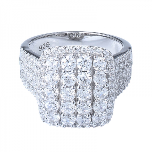 Eton gioielli anello in oro bianco 18 carati simulato lab diamante anello fascia bling 