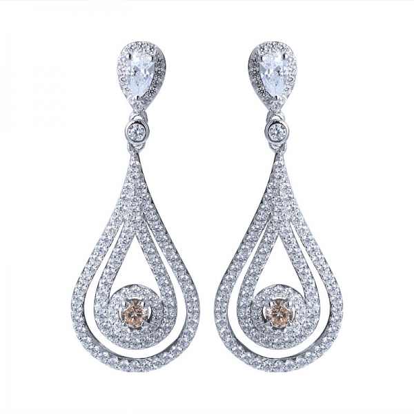eleganti orecchini in argento 925 bijoux orecchini gemma champagne orecchini pendenti in pietra 