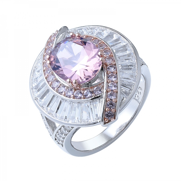 gioielli bianco cz 3.0 ct morganite rosa 2-Tone placcatura donna, anello in argento 925 anello d'argento 