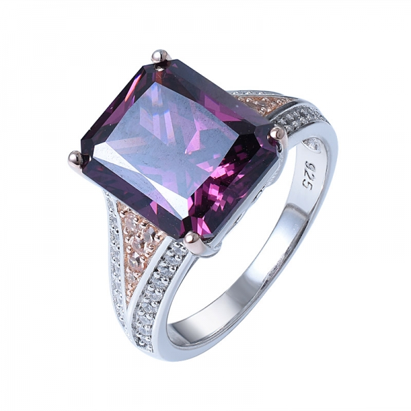 Splendida creato rhodolite cubico zircone gemma anello all'ingrosso gioielli in argento sterling 925 