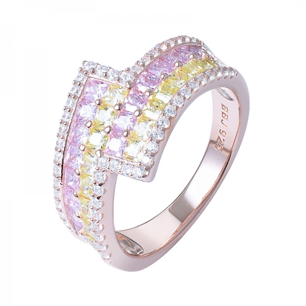 multi color arcobaleno cz anello in argento set di gioielli 