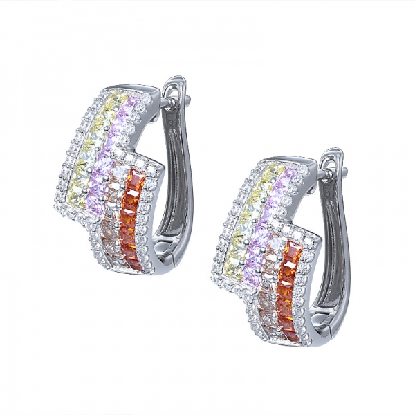 multi color arcobaleno cz argento orecchini gioielli 
