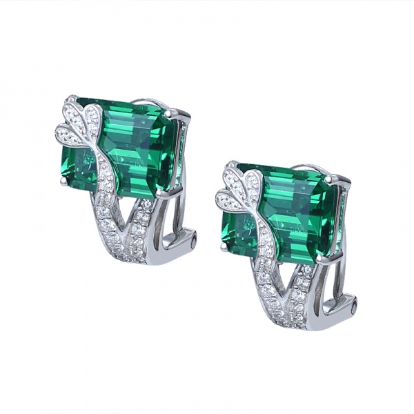 In Argento Sterling in un laboratorio Creato Verde Smeraldo e zirconi Orecchini set di gioielli 