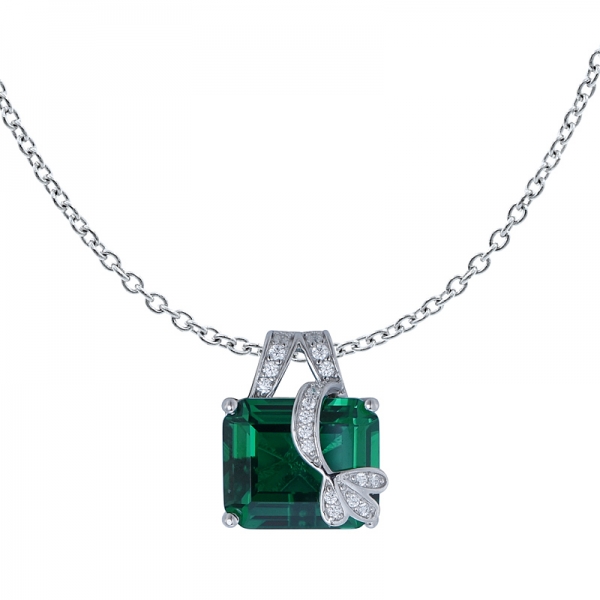 In Argento Sterling in un laboratorio Creato Verde Smeraldo e zirconi Ciondolo set di gioielli 
