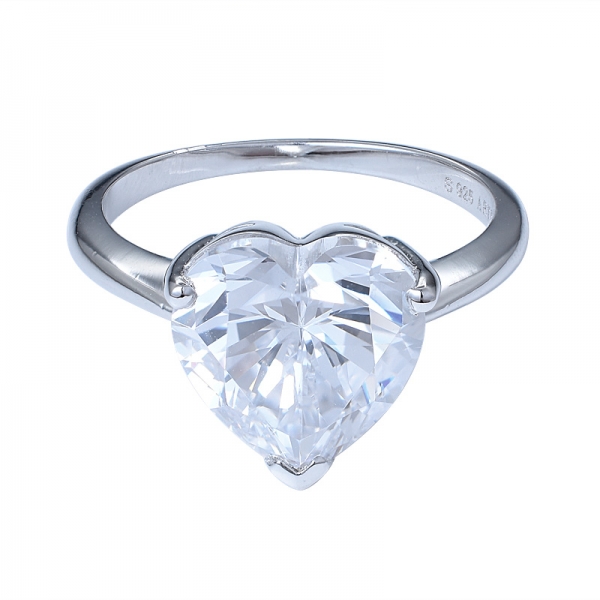 Classico in argento sterling a forma di cuore anello di anniversario di donne anelli 