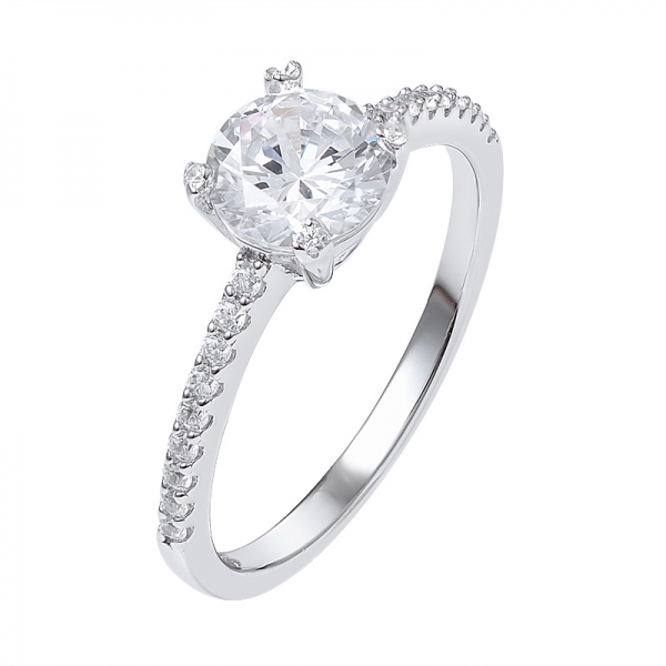 925 argento sterlina classico 1ct rotondo cz diamante spianare impostazione anelli di fidanzamento 