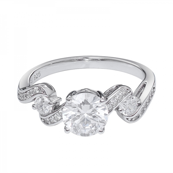 Vintage di Pietra, Tre Moissanite Anello di Fidanzamento con Diamante da 1 Carato (ctw) sterling argento 