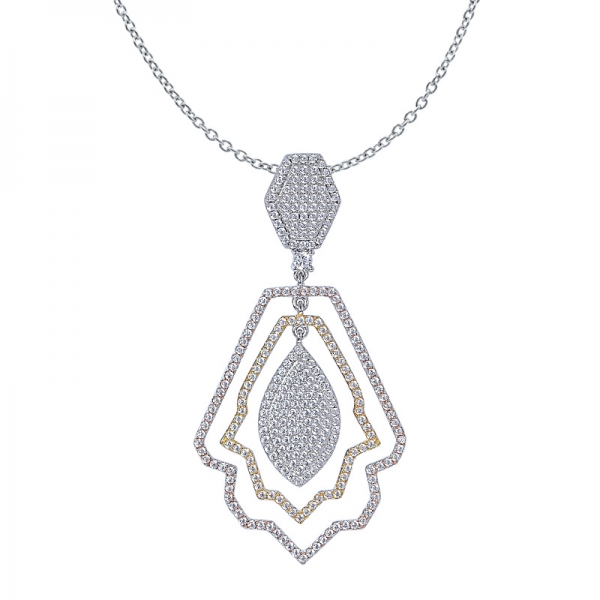 collana di gioielli per le donne 2 tono placcato frizzante esagonale diamante collana 