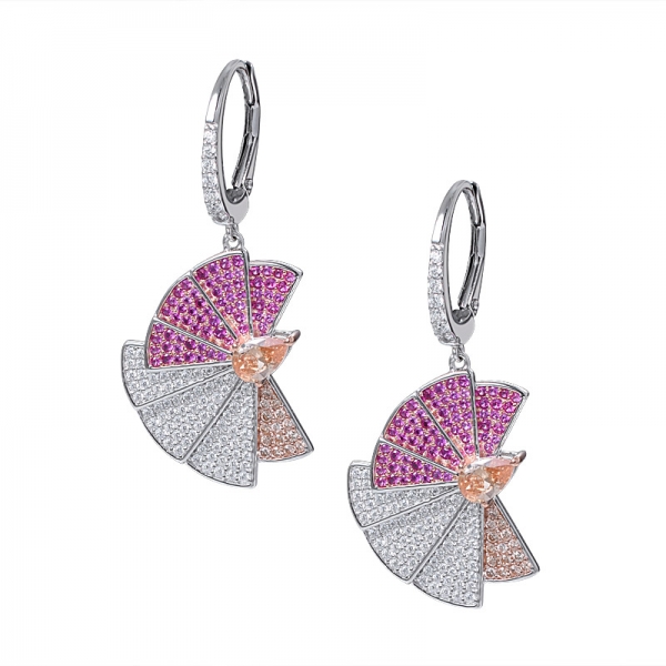 mix-colore multi orecchini in argento sterling 925 a mano a forma di ventaglio set di gioielli 