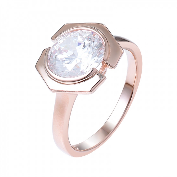 3 ct rotondo CZ Diamante 18K Oro rosa Placcato anello di fidanzamento set di gioielli 