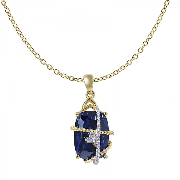 Moderno Pave Set di Fidanzamento con Diamante pendente w/8 Carati Taglio Cuscino Blu Tanzanite di alta Qualità 