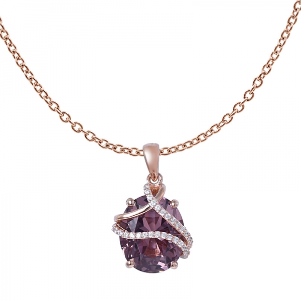 Ovale Taglio simulare Morganite Rosa Milligrana di Nozze di Diamante ciondolo 