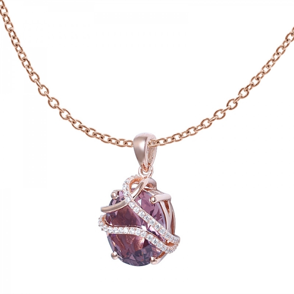 Ovale Taglio simulare Morganite Rosa Milligrana di Nozze di Diamante ciondolo 